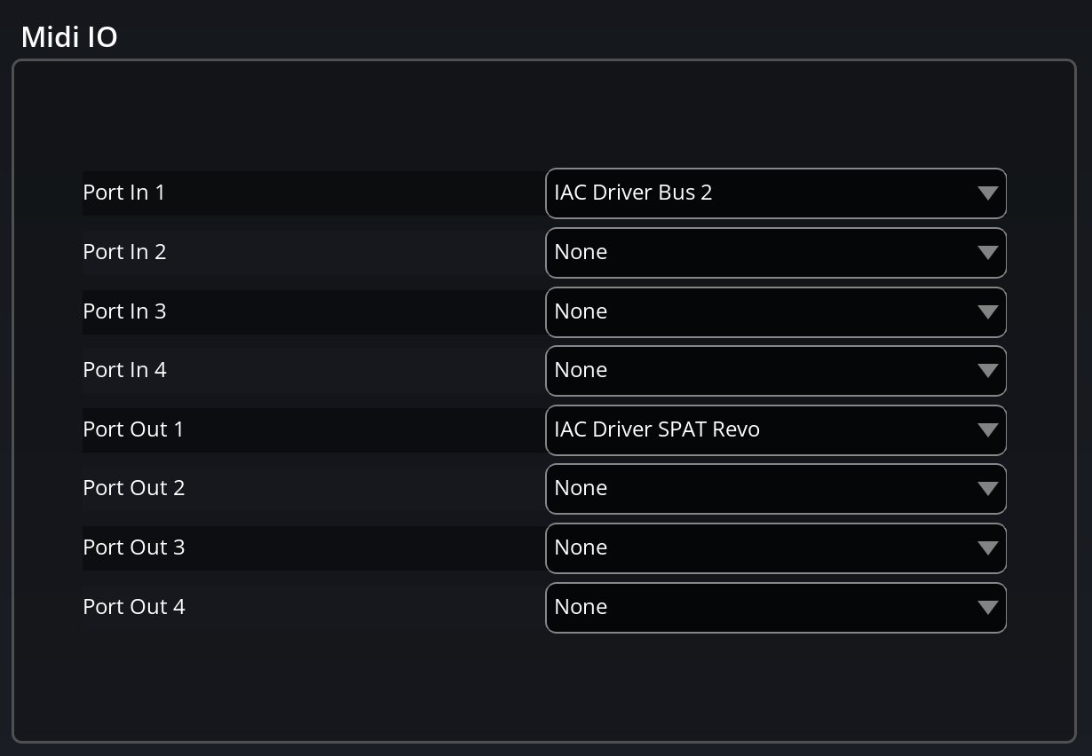 MIDI preferences