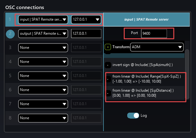 SPAT Revolution OSC Connection Input