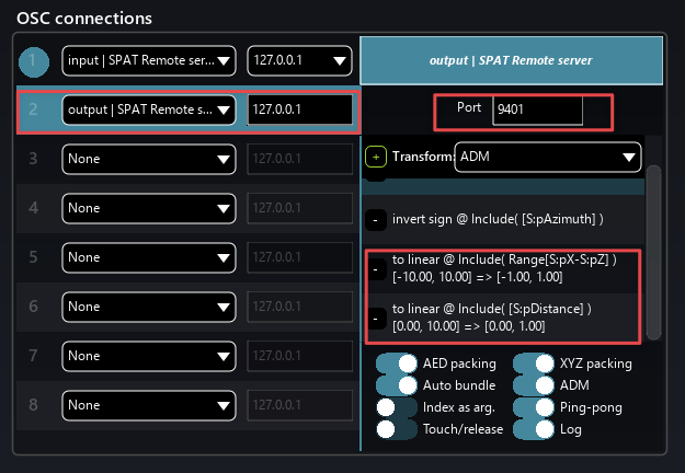 SPAT Revolution OSC Connection Output